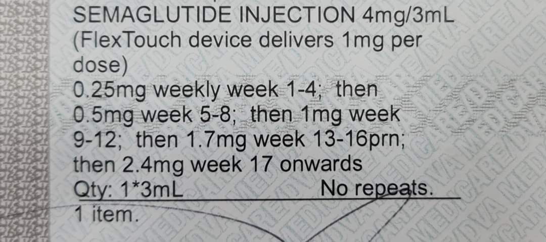 Wegovy script 2 Directions contrary to product ordered